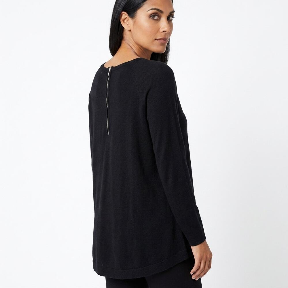 Joan Vass New York Cashmere Blend Black Pullover  Top Women Size M